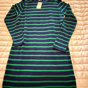 Sweater Dress -Striped Green and Blue